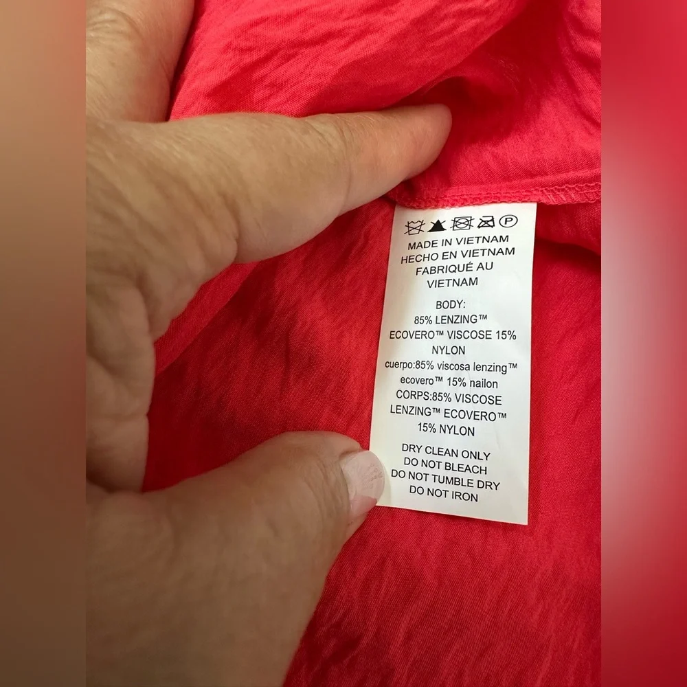 Michael Kors Red Button-Down Shirt with Tie Front - Picture 6 of 8